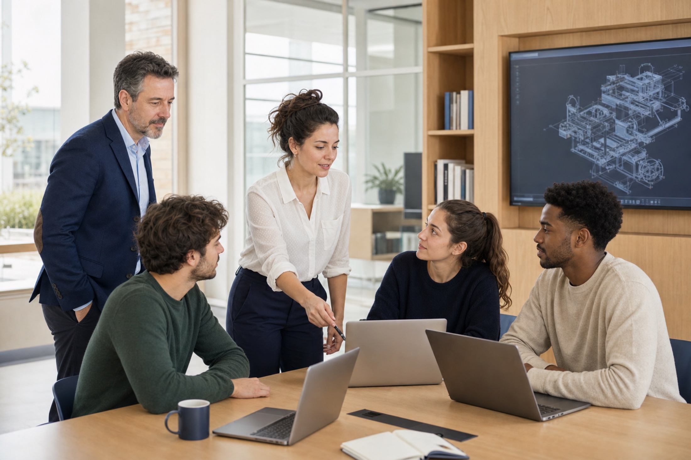 Étudiants au travail autour d’un projet technologique.